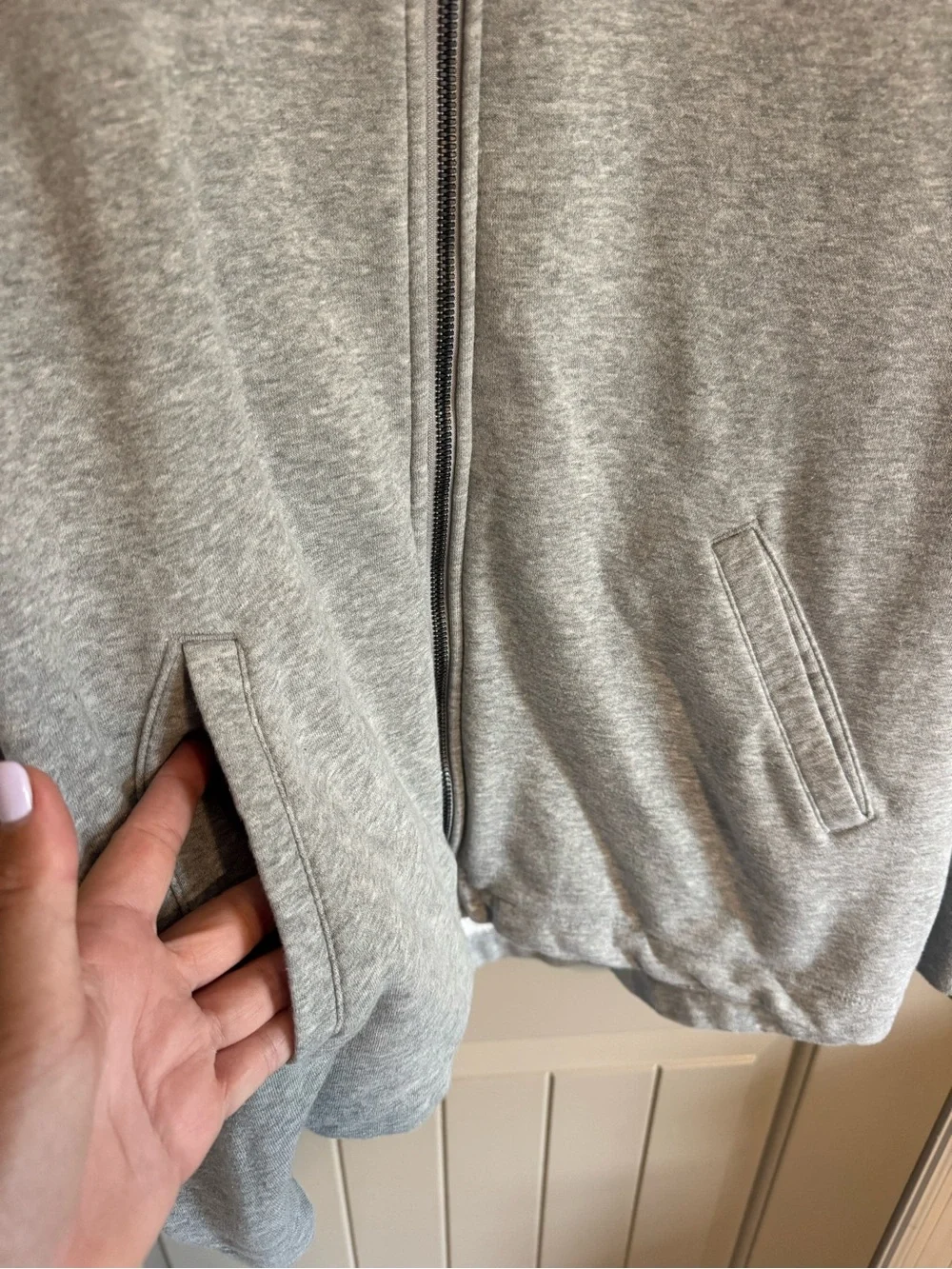 Nike Light Grey Zip-Up Sweatshirt with White Logo